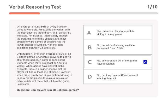 Verbal Reasoning Test example