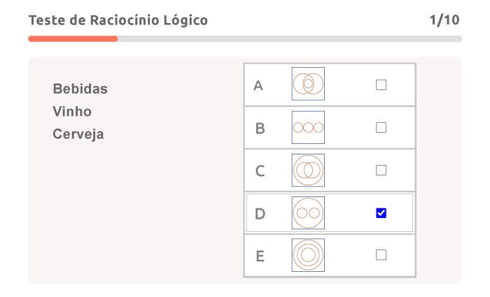 exemplo de Teste de Raciocínio Lógico